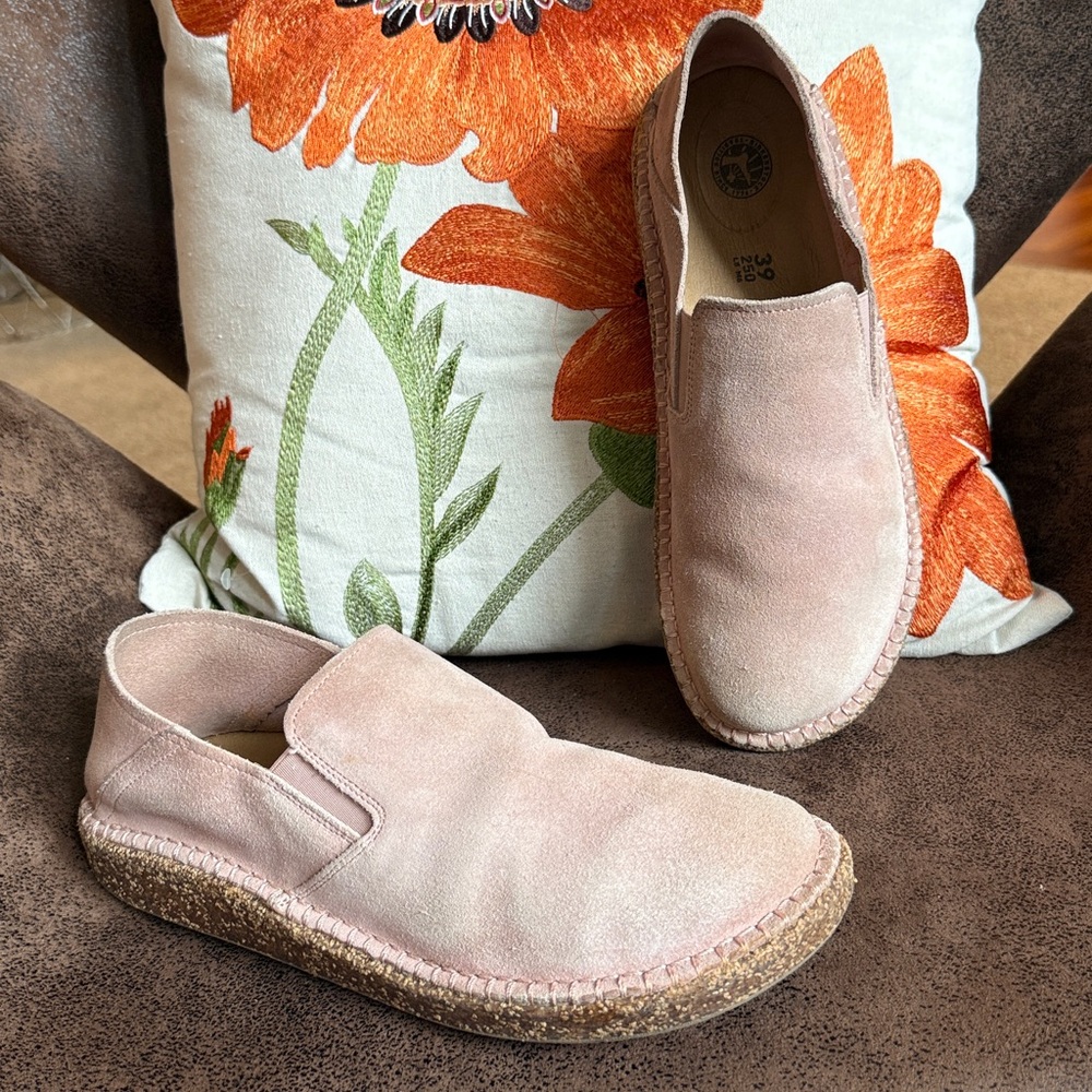BIRKENSTOCK CALLAN SUEDE LEATHER CONVERTIBLE SLIP ON LOAFER FLATS CORK VGUC 39E - Picture 7 of 15